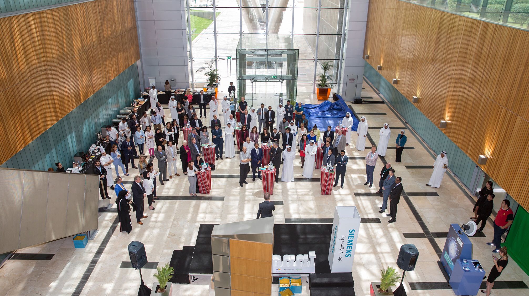 Guests gather for a German-Qatari breakfast networking event at Qatar Science and Technology Park hosted by Siemens in Doha.