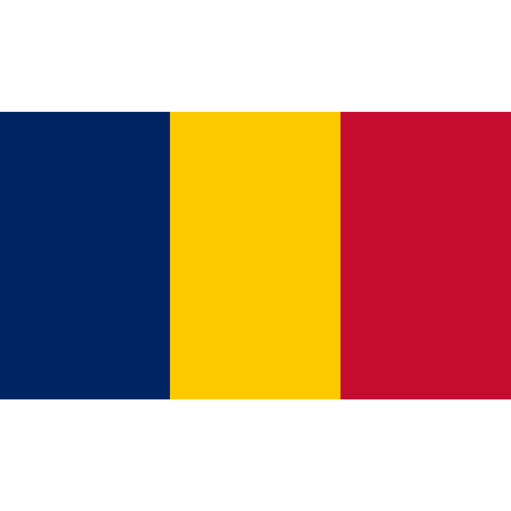 The flag of Chad has three vertical bands in blue, gold and red.
