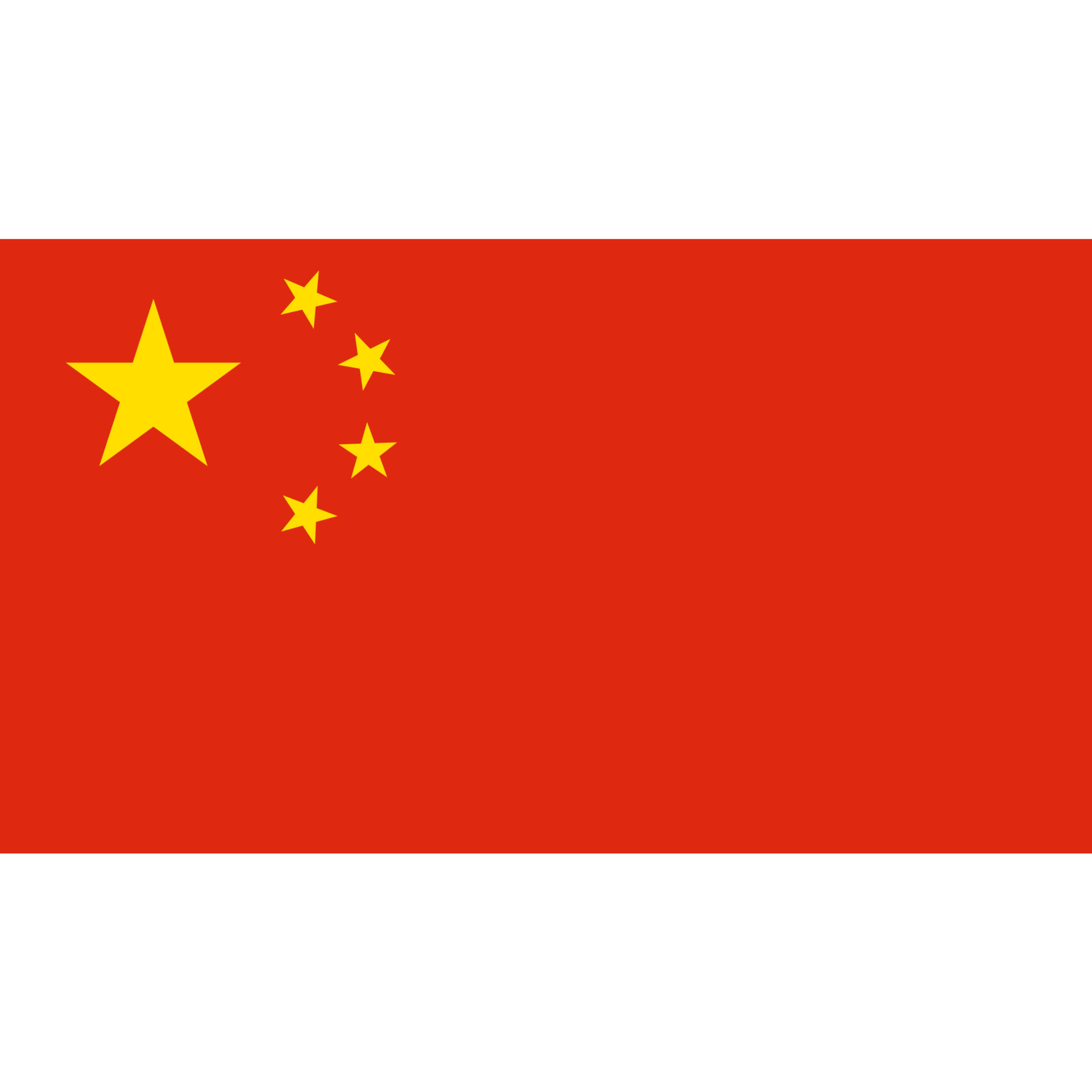 China's flag has a red background with 5 golden stars in the top left corner, one large one and four small stars in an arc.