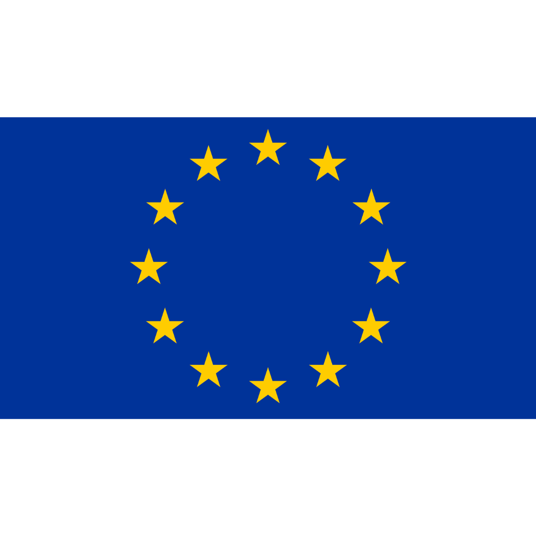 The flag of the European Union has a circle of twelve golden stars on a bright blue background.