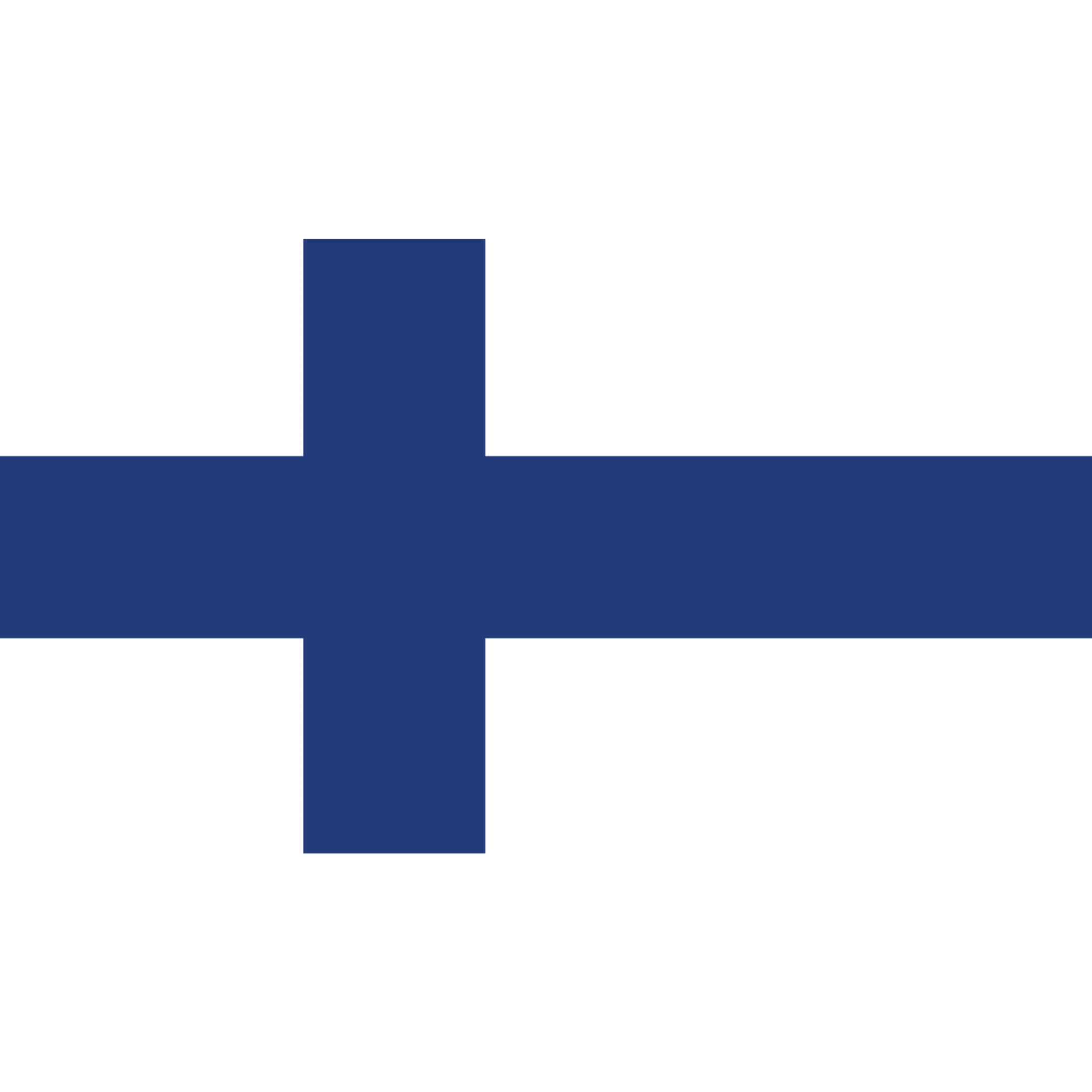 The flag of Finland has a white background with a navy blue cross off centre to the left.