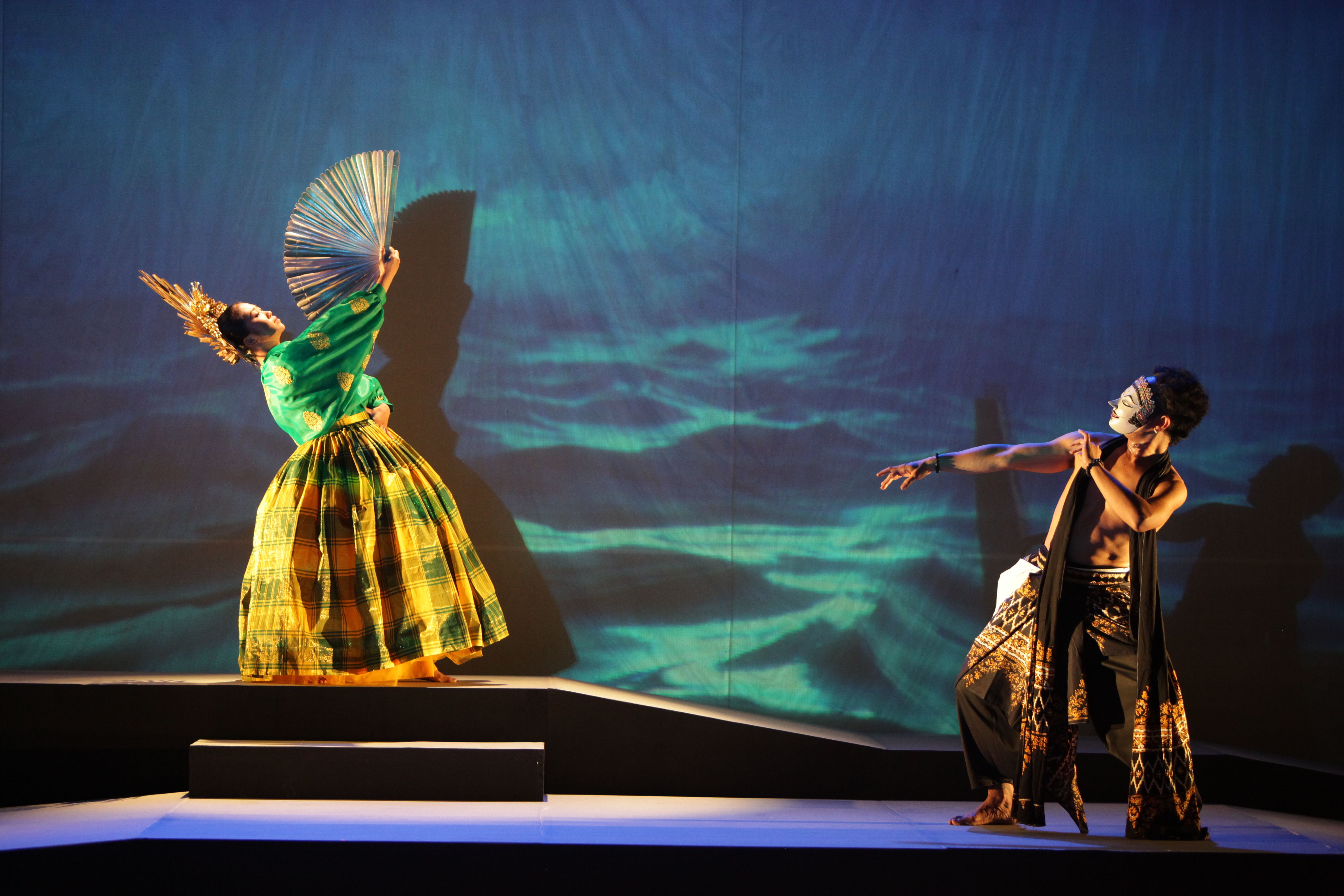 A scene onstage during rehearsals for Hayati at Katara Opera House.