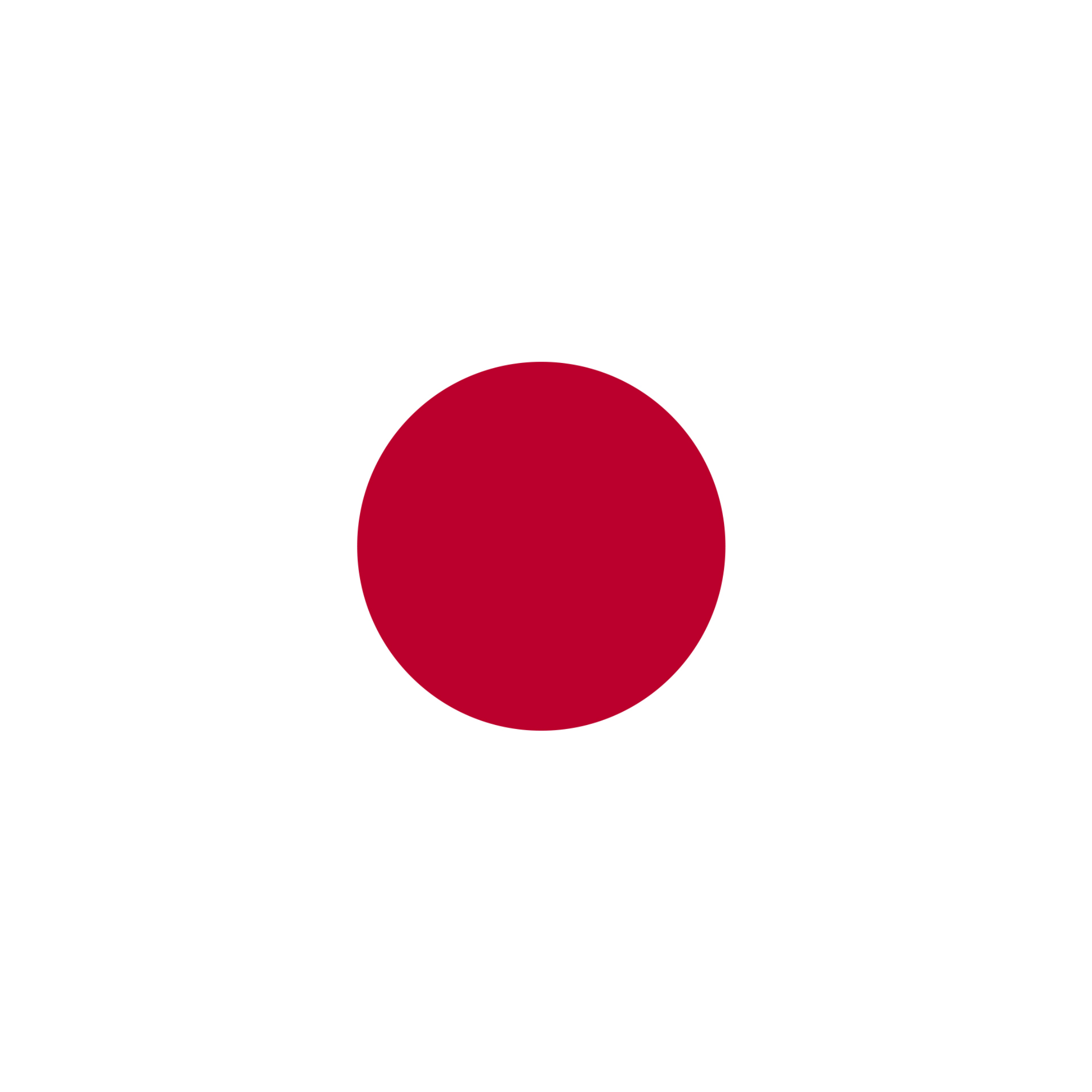 The Japanese flag is a rectangular white banner with a crimson red circle in the centre, representing the sun.