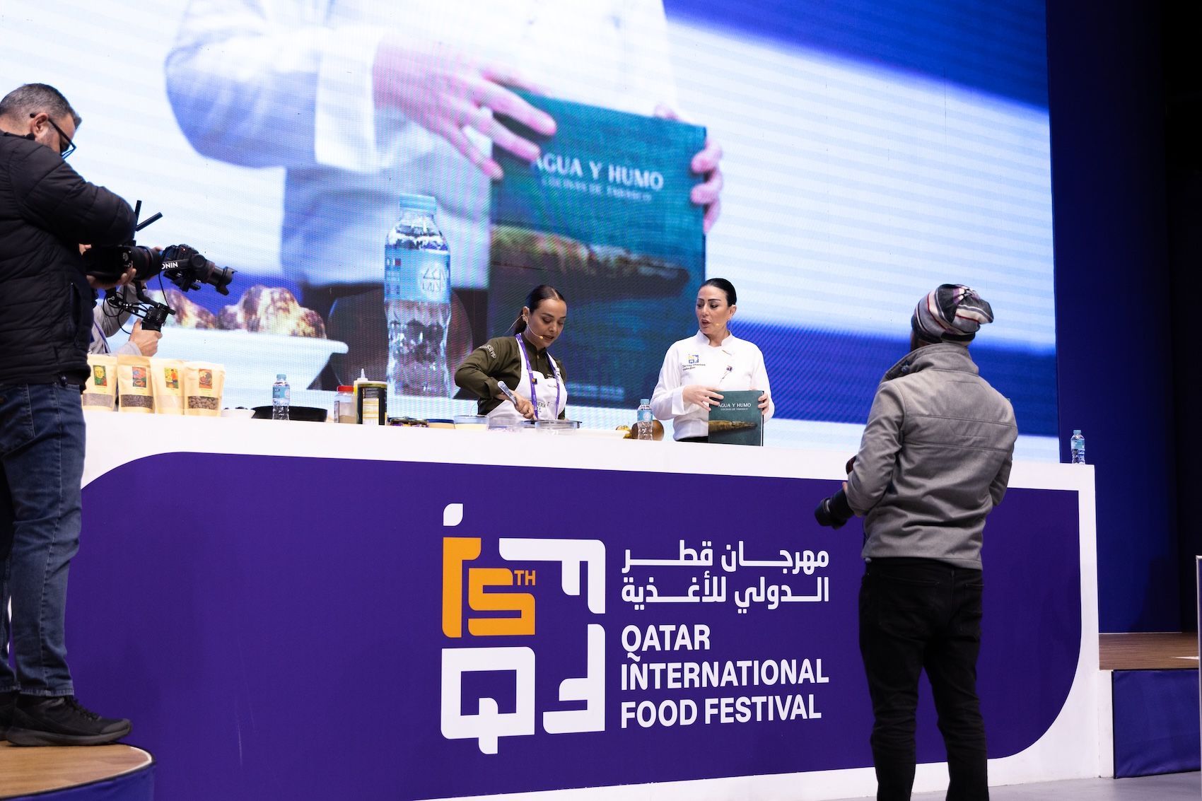Live cooking demonstration during the 15th edition of the Qatar International Food Festival (QIFF) in Doha.