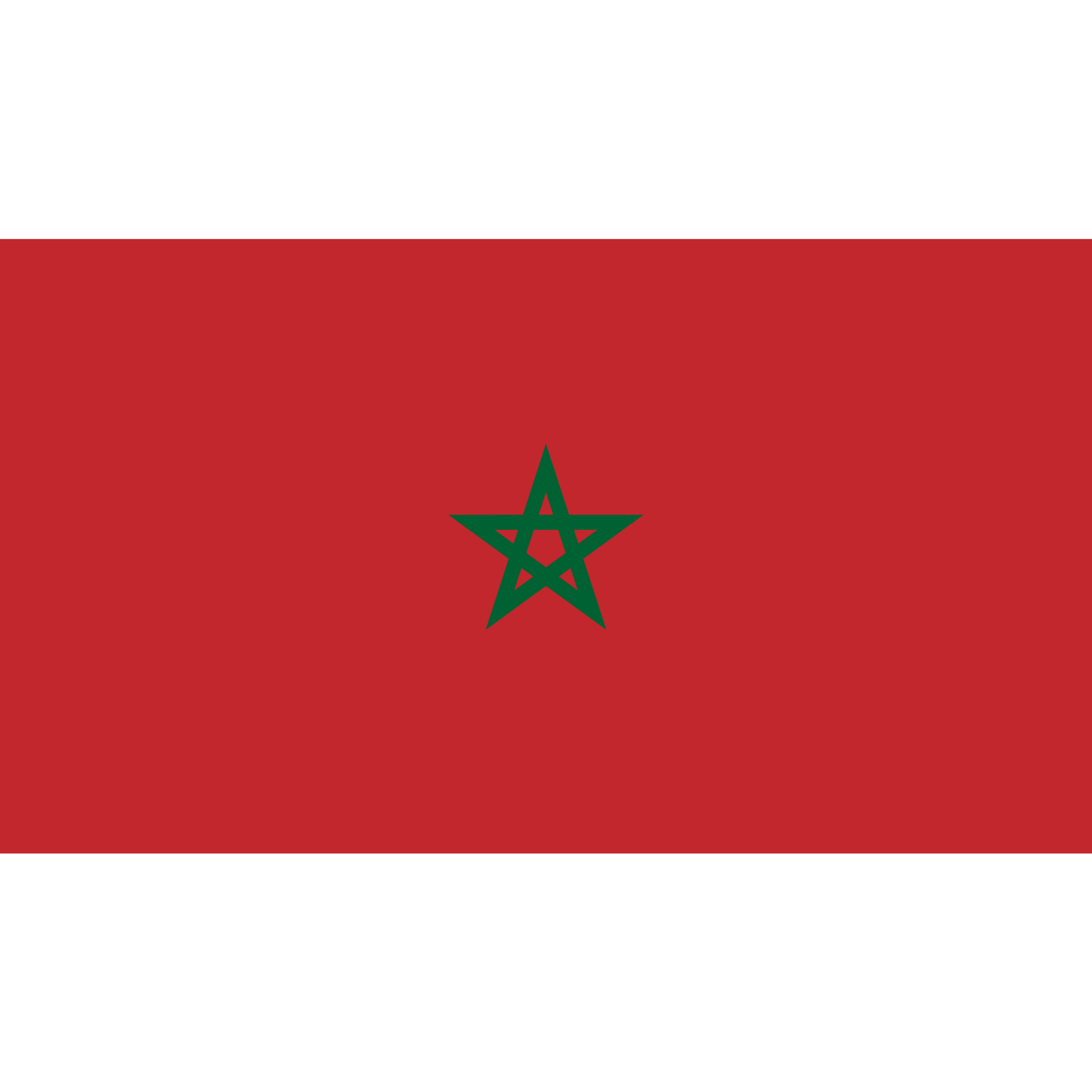The flag of Morocco is a rectangular red background with a green star in the centre.