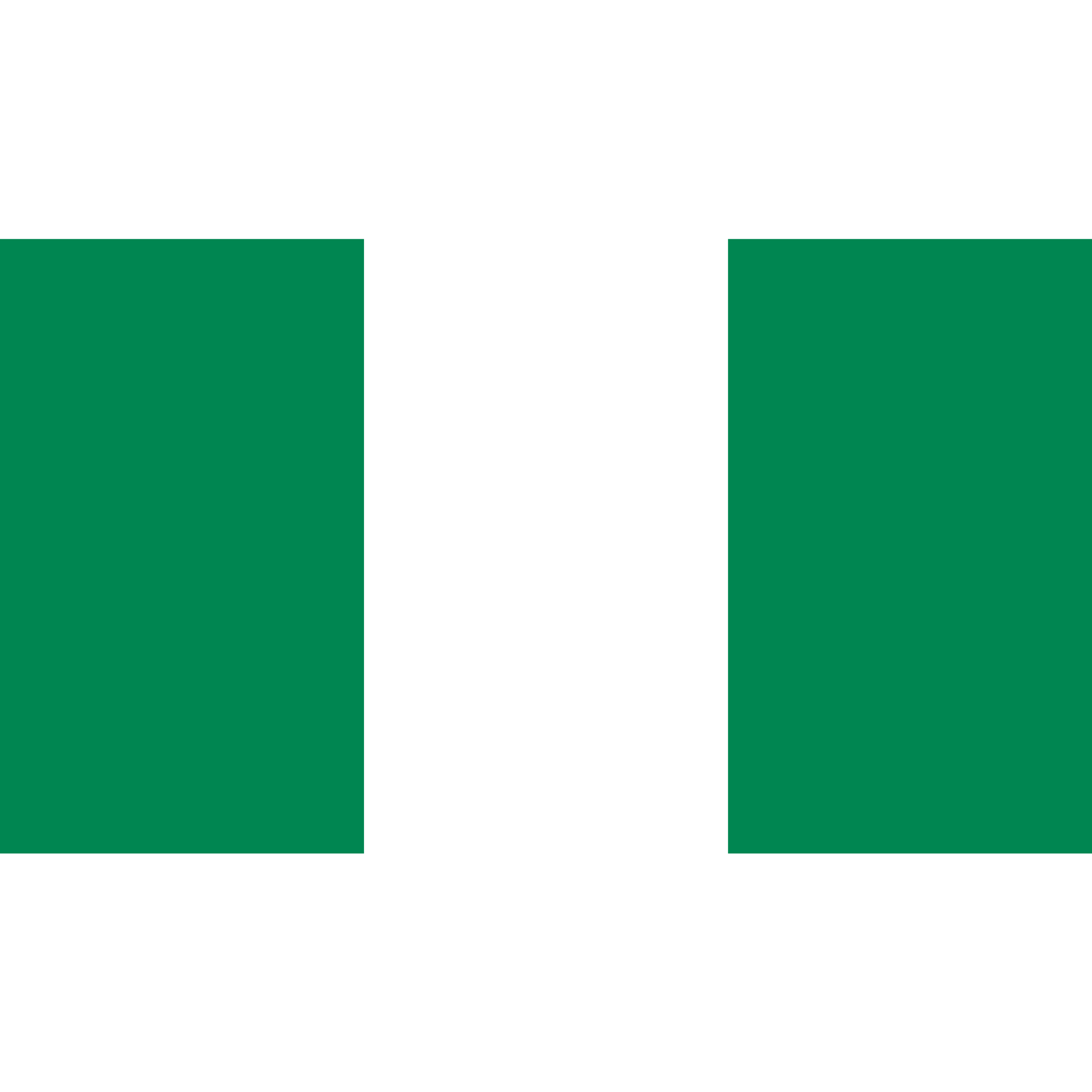 The Nigerian flag has 3 equal vertical bands in green, white and green.