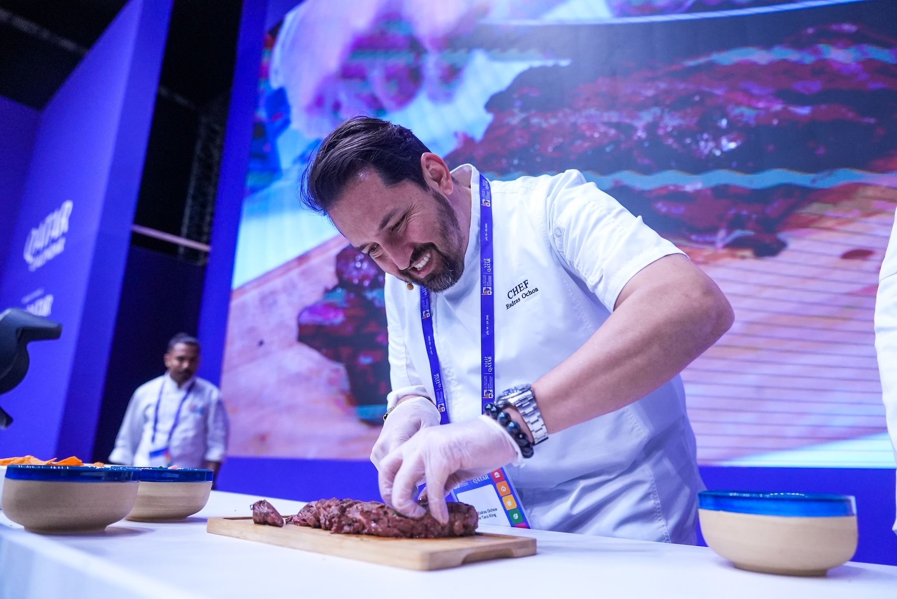 Mexican Chef Esdras Ochoa cooking at the Qatar International Food Festival 2026