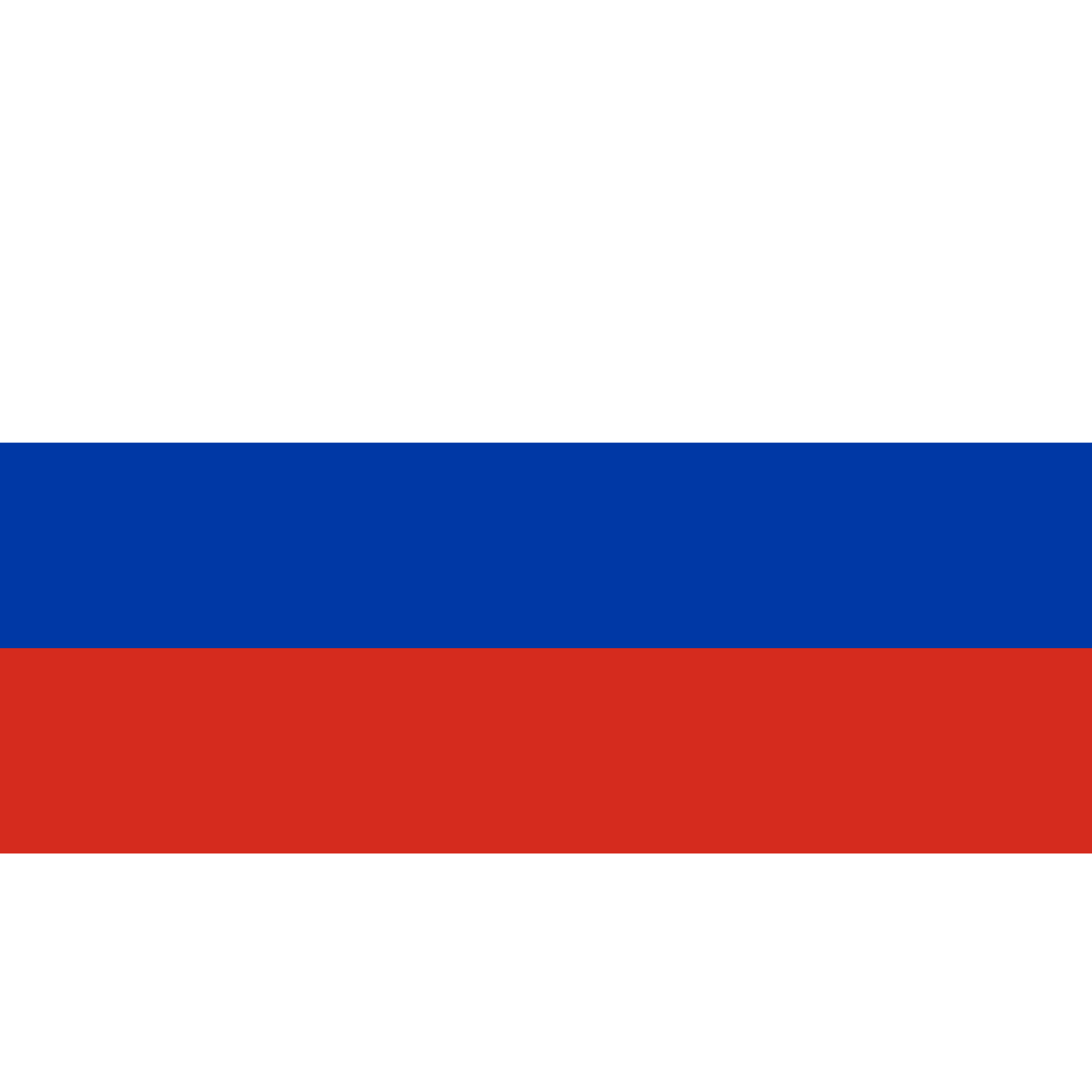 The Russian flag is made up of 3 equal horizontal stripes in white on the top, blue in the middle and red at the bottom. 