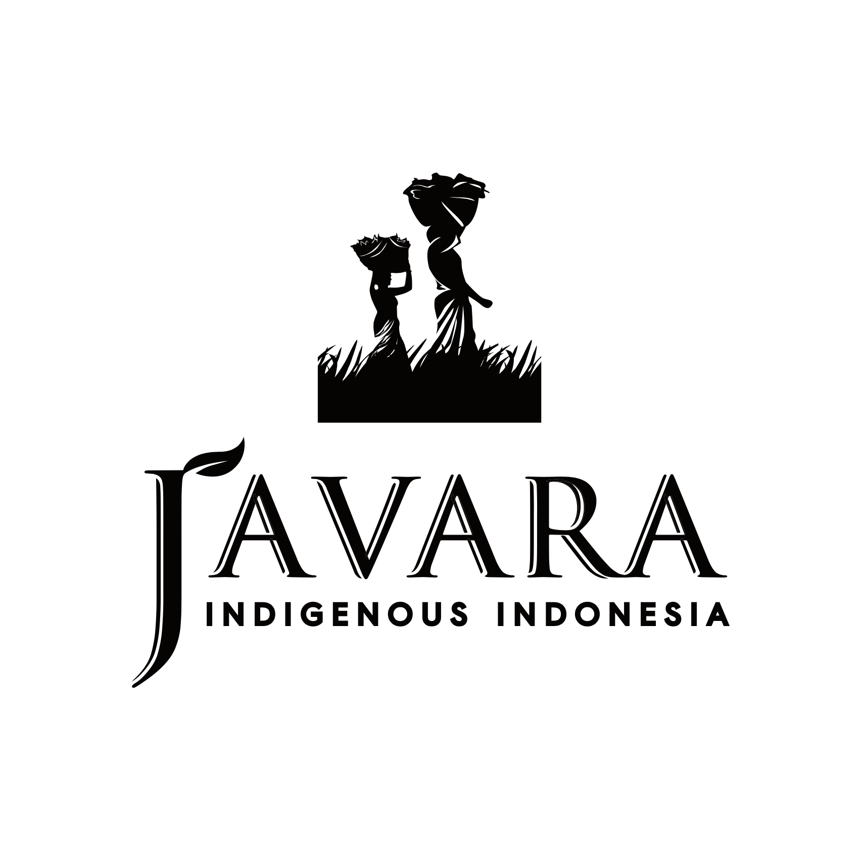 شعار جافارا، وهي شركة إندونيسية أصلية، مع اسم العلامة التجارية بخط أبيض على خلفية سوداء.
