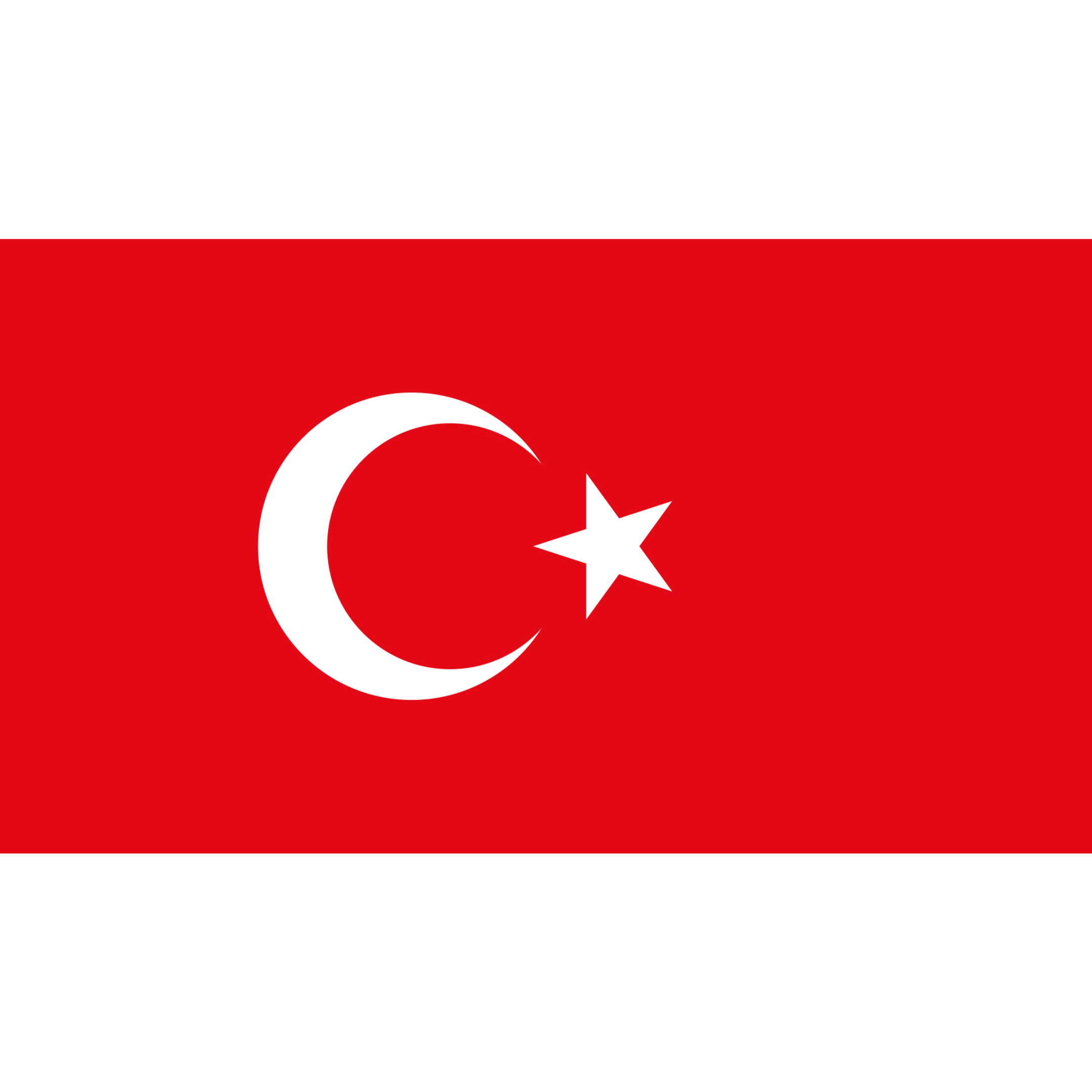 The Turkish flag has a red background with a white star and crescent in the centre.
