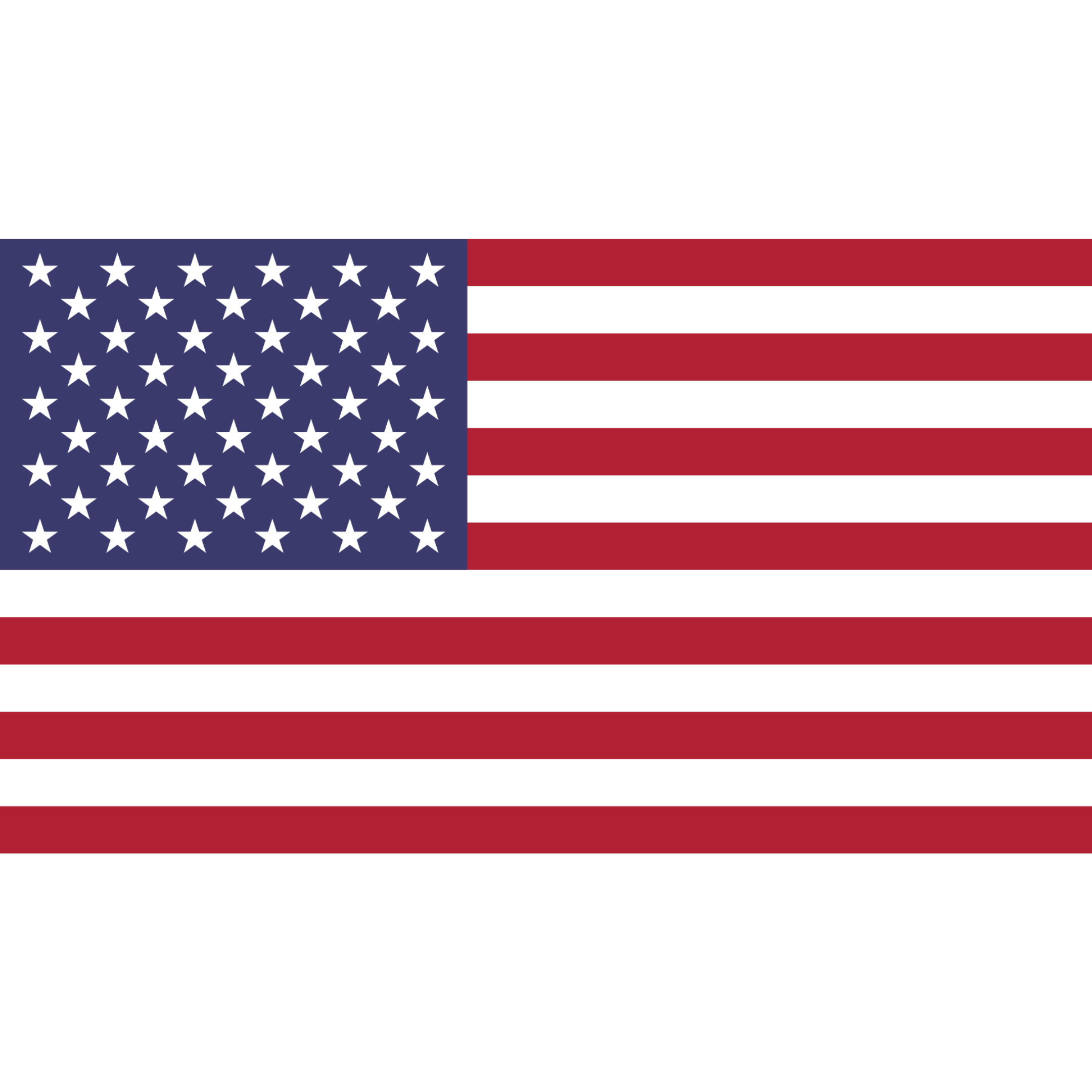 The USA flag has thirteen horizontal red and white stripes and a blue rectangle in the top left corner, with fifty white stars.