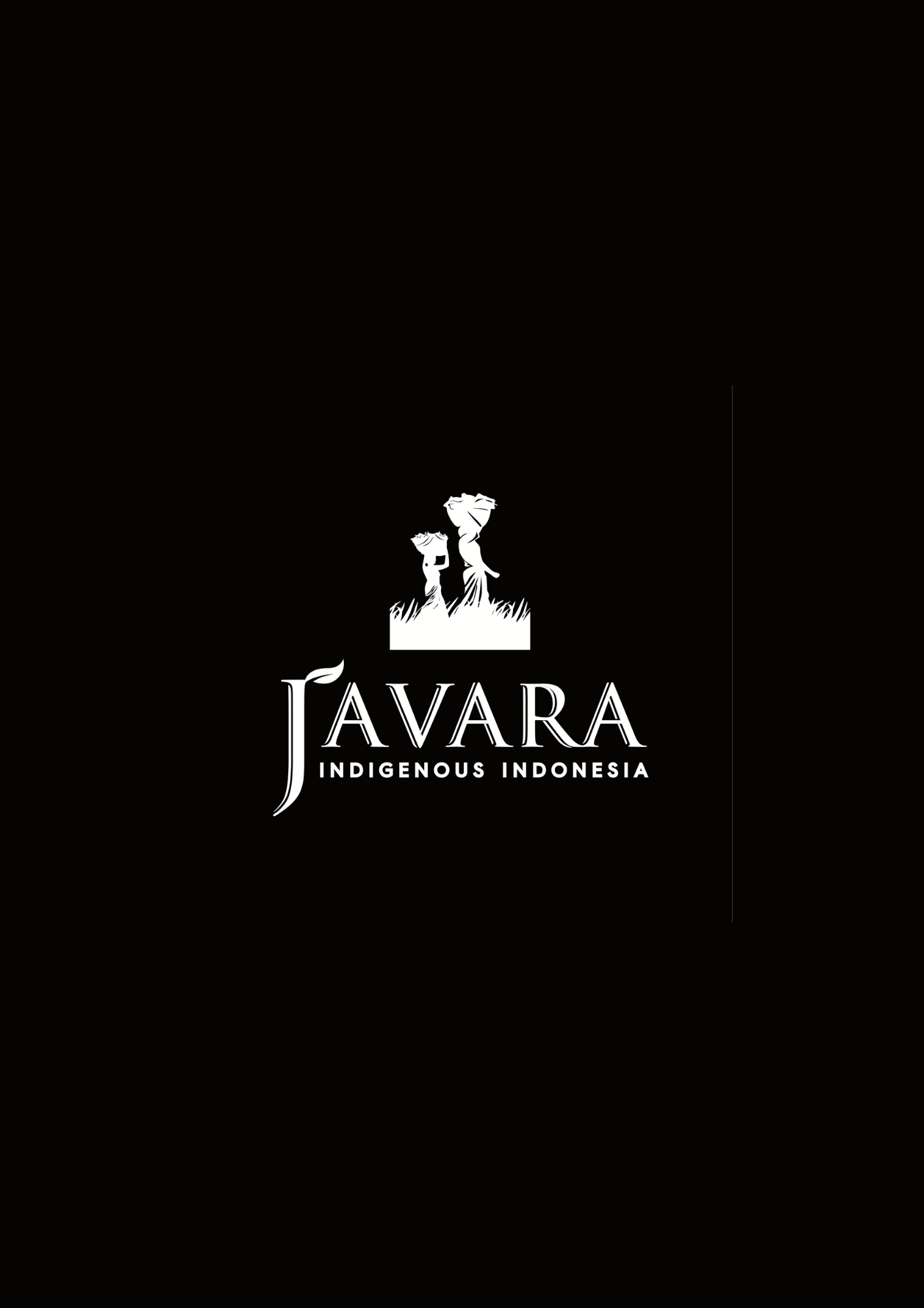 Logo of Javara, Indigenous Indonesia, with the brand name in white font on a black background.
