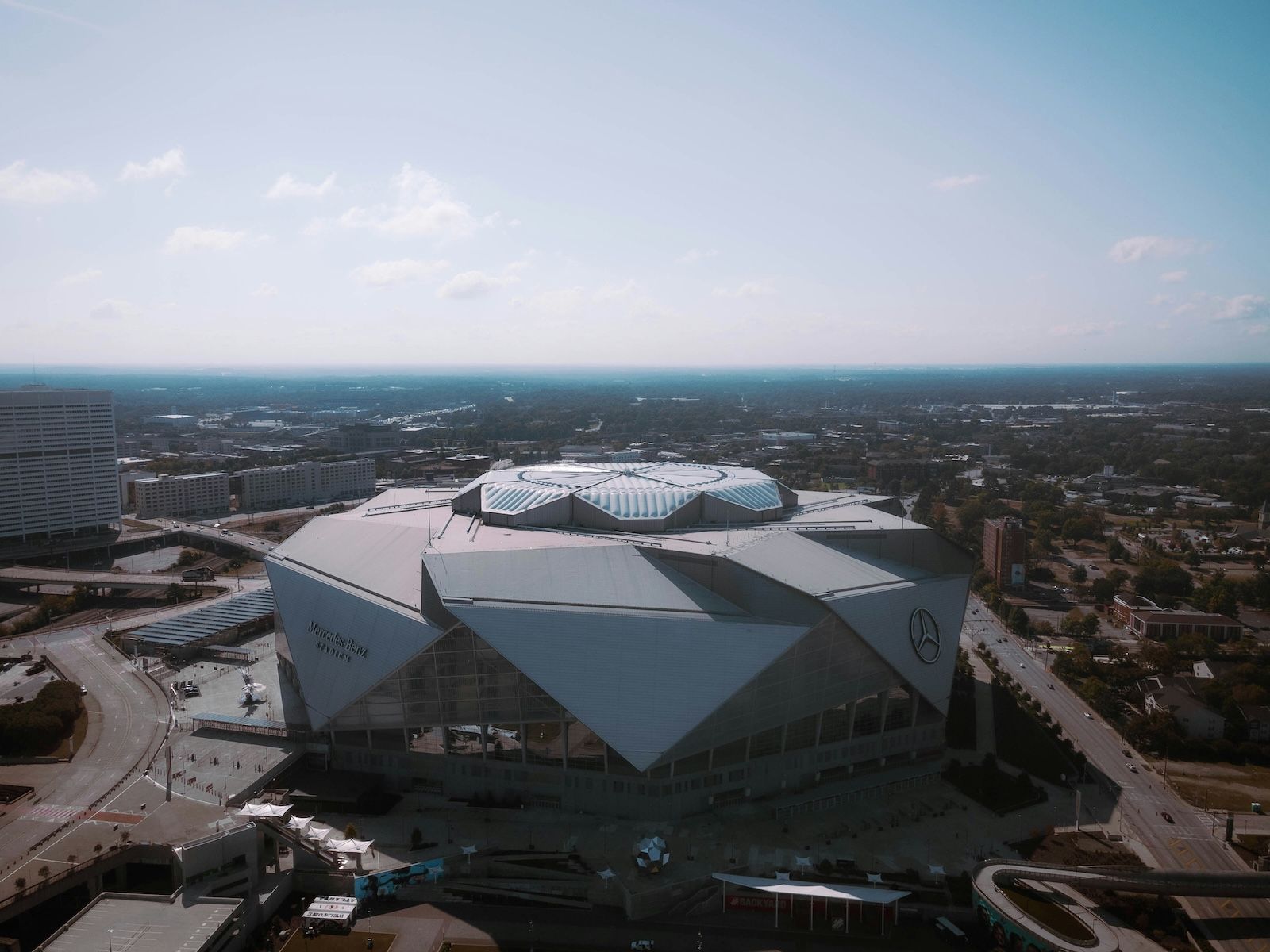 aerial view of the Mercedes-Benz Stadium of Atlanta