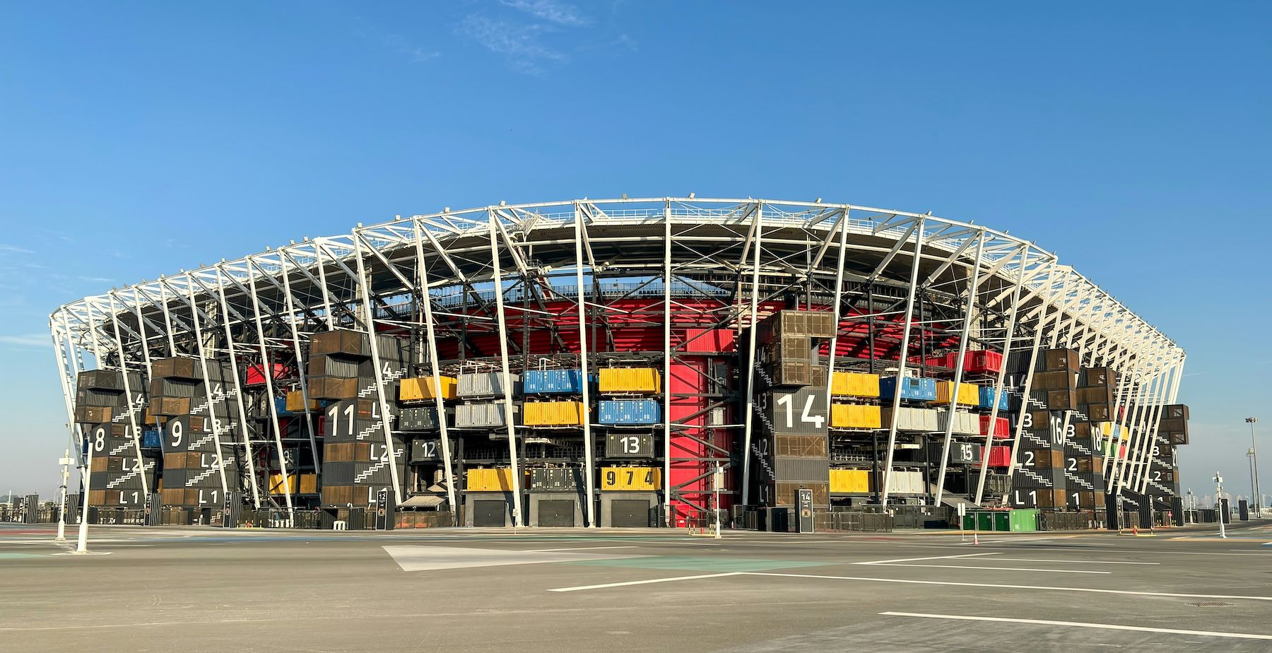 Stadium 974 in Doha, previously known as Ras Abu Aboud Stadium, which hosted the 2022 FIFA World Cup