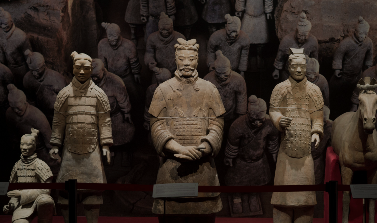 Chinese Terracotta warrior statues from the Treasures of China exhibition at the Museum of Islamic Art (MIA) in Doha.